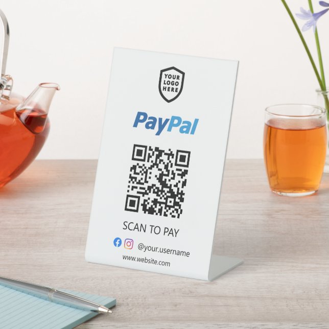 Paypal QR Code Payment | White Scan to Pay  Pedestal Sign (In SItu)