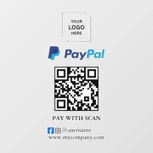 PayPal QR Code Scan to Pay Business Window Cling