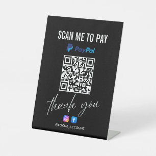 PAYPAL QR CODE SCAN TO PAY THANK YOU BLACK PEDESTAL SIGN