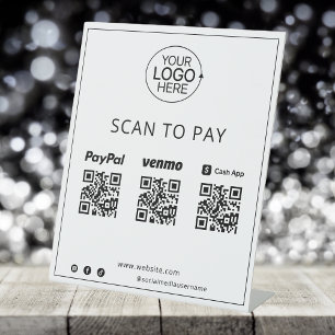 PayPal Venmo Cash App Black Icons Mobile Payment  Pedestal Sign