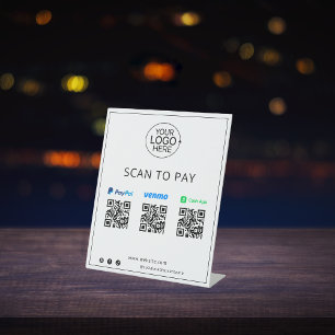 PayPal Venmo Cash App Contactless Mobile Payment Pedestal Sign