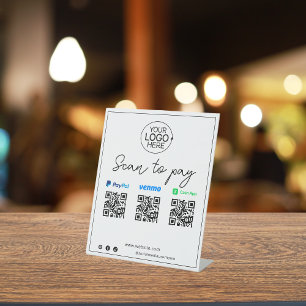 PayPal Venmo Cash App Mobile Payment Script Pedestal Sign