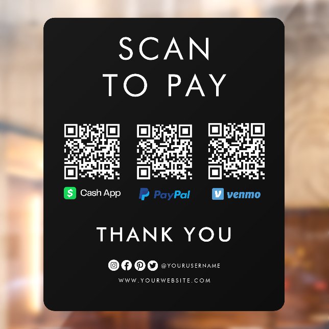 Paypal Venmo Cash App Scan to Pay QR Code Black (Sheet 2)