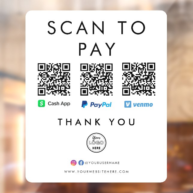 Paypal Venmo Cash App Scan to Pay QR Code Logo (Sheet 2)