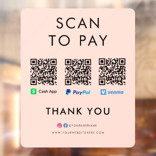 Paypal Venmo Cash App Scan to Pay QR Code Pink