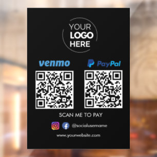 Paypal Venmo QR Code Payment Scan to Pay Black