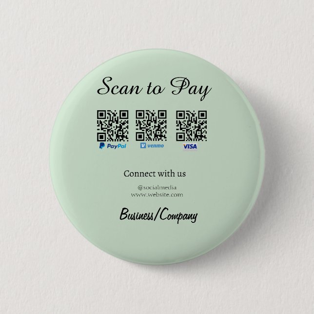 paypal venmo visa card scan to pay QR social media 6 Cm Round Badge (Front)