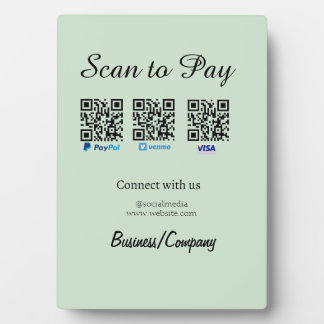 paypal venmo visa card scan to pay QR social media Plaque