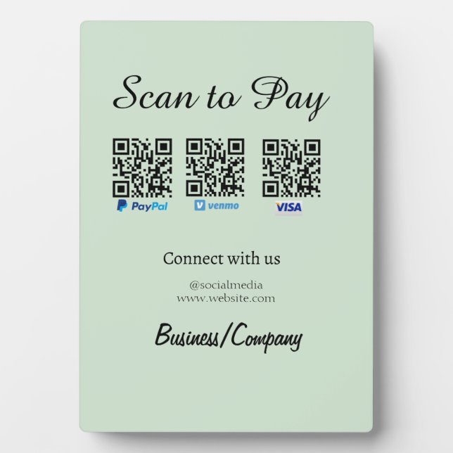 paypal venmo visa card scan to pay QR social media Plaque (Front)