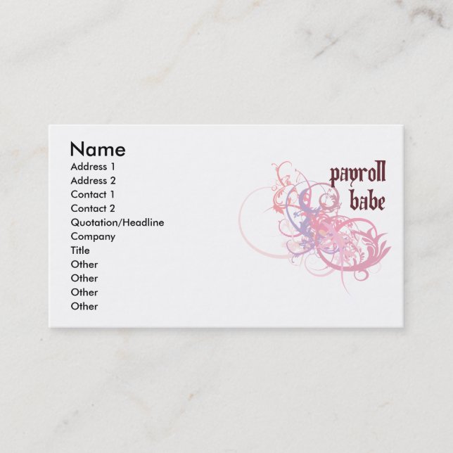 Payroll Babe Business Card (Front)