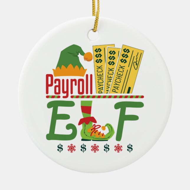 Payroll Elf Christmas Payroll Clerk Manager Ceramic Ornament (Front)