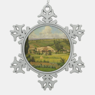 Paysage aux Patis, Pointoise Snowflake Pewter Christmas Ornament