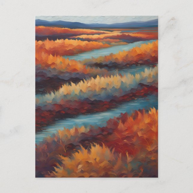 Paysage impressionniste aux couleurs d'automne postcard (Front)