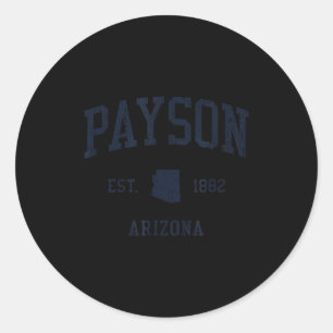 Payson Az Jn1 Vintage Athletic Blue Design  Classic Round Sticker