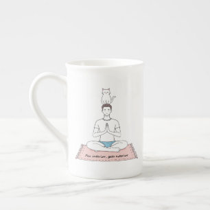 Paz Interior, Gato Exterior Bone China Mug