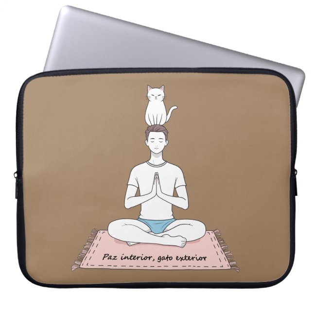 Paz Interior, Gato Exterior Laptop Sleeve (Front)