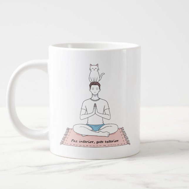 Paz Interior, Gato Exterior Large Coffee Mug (Left)