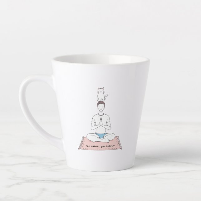 Paz Interior, Gato Exterior Latte Mug (Left)