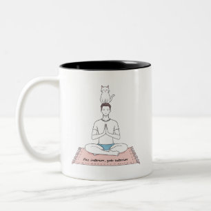 Paz Interior, Gato Exterior Two-Tone Coffee Mug