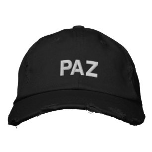 Paz peace in Spanish black white custom modern Embroidered Hat