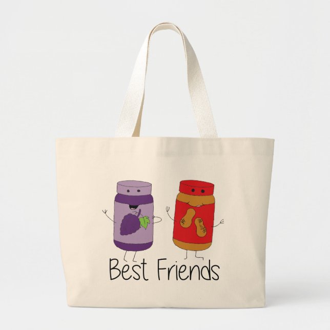 PB and J Best Friends Pb and J BFF Drawing Large Tote Bag (Front)