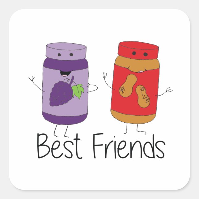 PB and J Best Friends Pb and J BFF Drawing Square Sticker (Front)