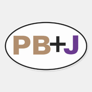 PB+J In Colour With Border Oval Sticker