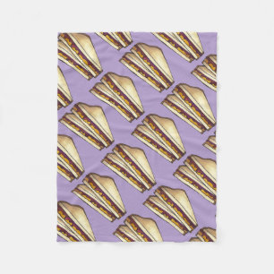 PB&J Peanut Butter and Grape Jam Jelly Sandwich Fleece Blanket
