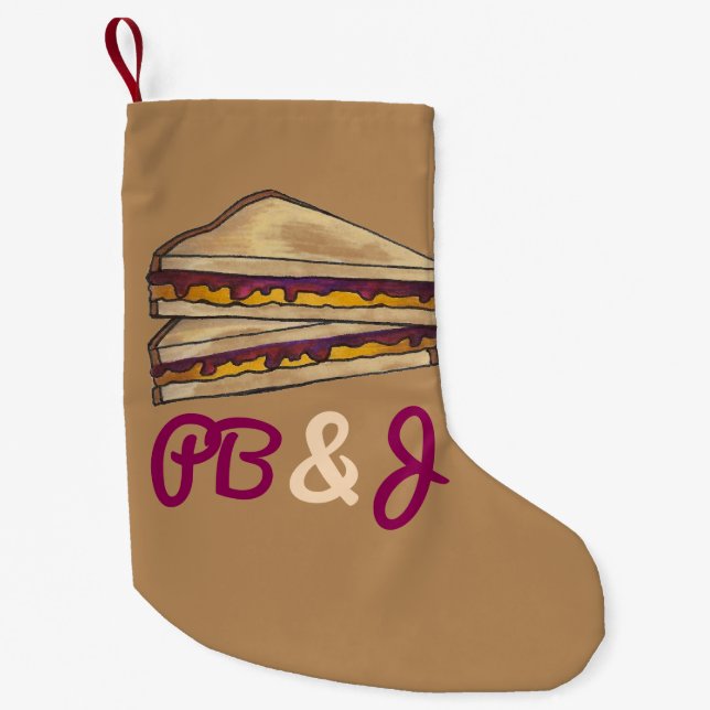 PB&J Peanut Butter and Grape Jelly Sandwich Small Christmas Stocking (Front)