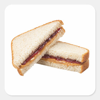 PB&J Sandwich Halves on White Square Sticker