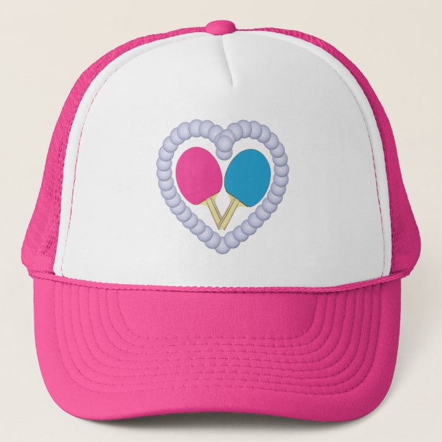 PB Ping Pong Paddle Heart Trucker Hat (Front)