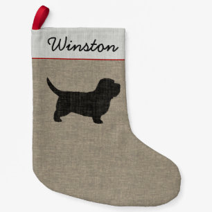 PBGV Dog Silhouette Personalised Holiday Small Christmas Stocking