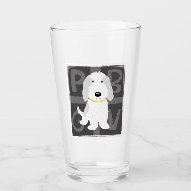 PBGV Petit Basset Griffon Vendeen Cartoon Dog Glass (Front)