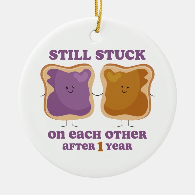 PBJ 1st Anniversary Ceramic Ornament (Front)