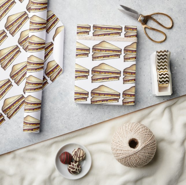 PBJ Peanut Butter and Jelly Sandwich Sandwiches Wrapping Paper (Crafts)