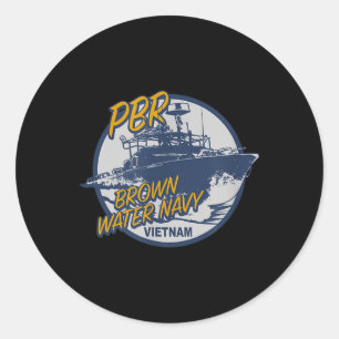 Pbr Patrol Boat River Brown Water Vietnam Veteran Classic Round Sticker
