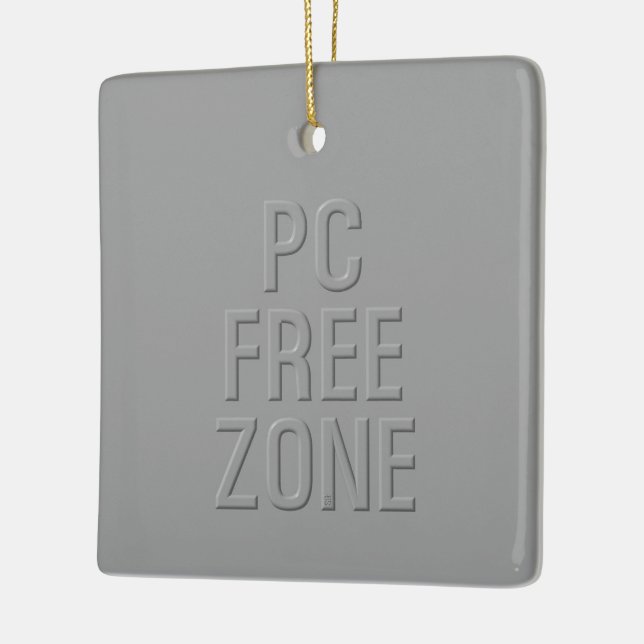 PC Free Zone grey ceramic square ornament (Left)