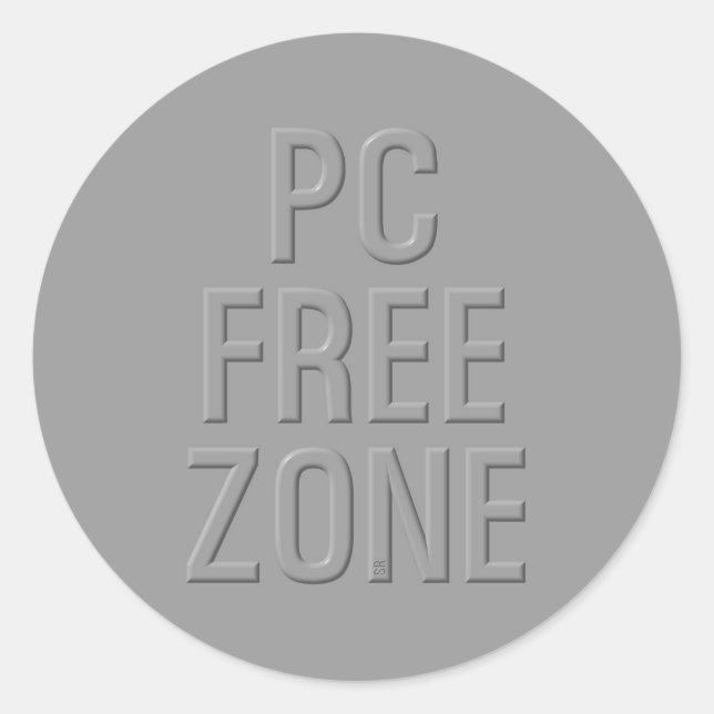 PC Free Zone grey large round stickers (Front)