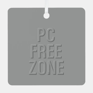 PC Free Zone grey metal square ornament