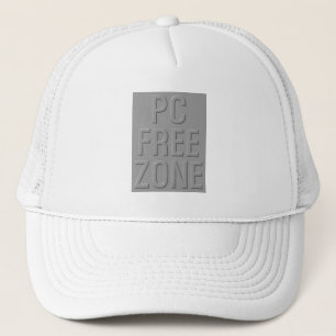 PC Free Zone grey on white trucker hat