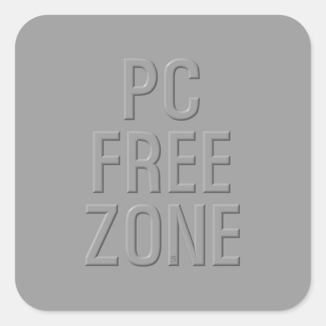 PC Free Zone grey square sticker (Front)