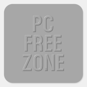 PC Free Zone grey square sticker