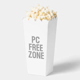 PC Free Zone white popcorn boxes
