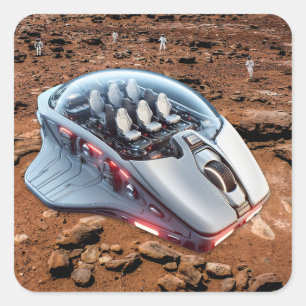 PC Mouse–Spacecraft: Click on Mars – Mission 01. Square Sticker