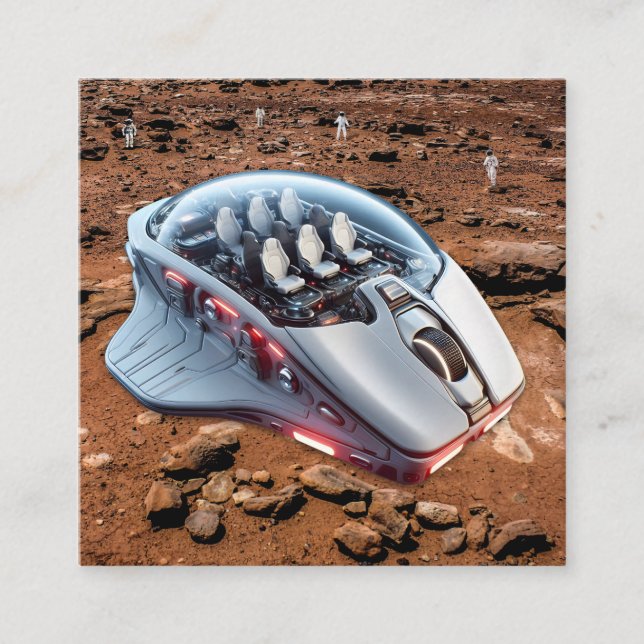 PC Mouse–Spacecraft: Scroll on Mars – Mission 01. Square Business Card (Front)