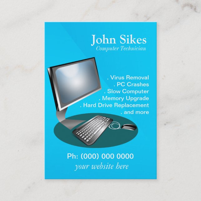 PC Repair Computer Technician Business Card (Front)