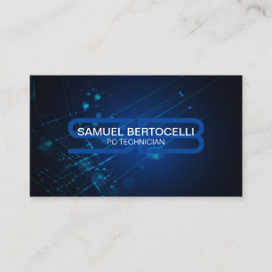 PC Technician Bold Monogram Computer Circuits Business Card