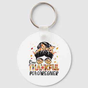 Pca Caregiver One Thankful Messy Bun Thanksgiving  Key Ring