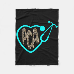 Pca Patient Care Istant Heart Leopard Nurse Week 2 Fleece Blanket