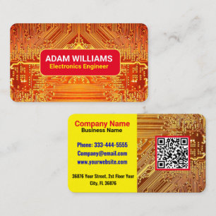 PCB Circuit Board (Electronics Engineer) Gold QR Business Card